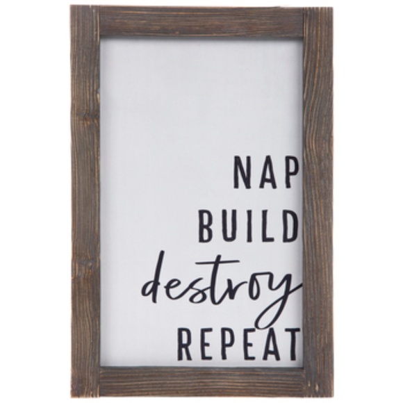 Target Other - Nap Build Destroy Repeat Wood Wall Decor